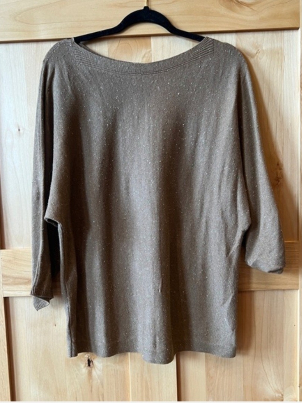 J. Jill Brown Flecked Boatneck Lightweight Sweater Sz S
